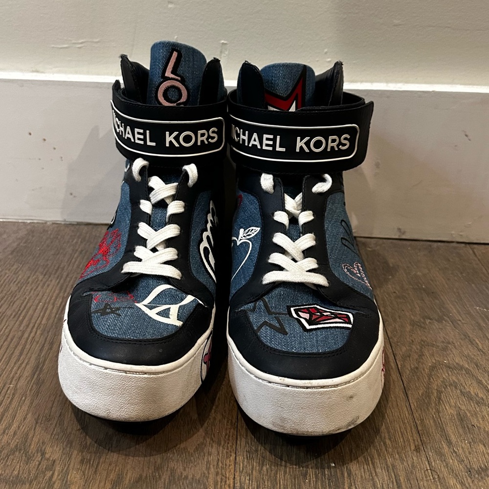 Michael Kors Women High-Top Sneakers - Navy, White, and Blue